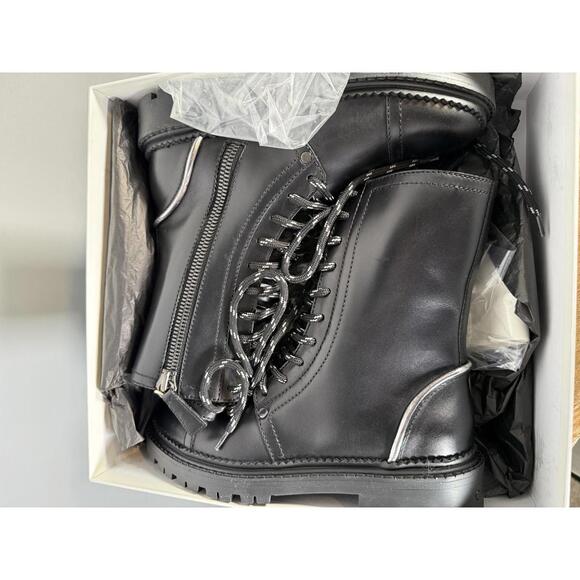Casadei Love Calf Nero NWB Combat Boot / Lace-Up Leather Boot Women's Size 5 - Picture 2 of 13